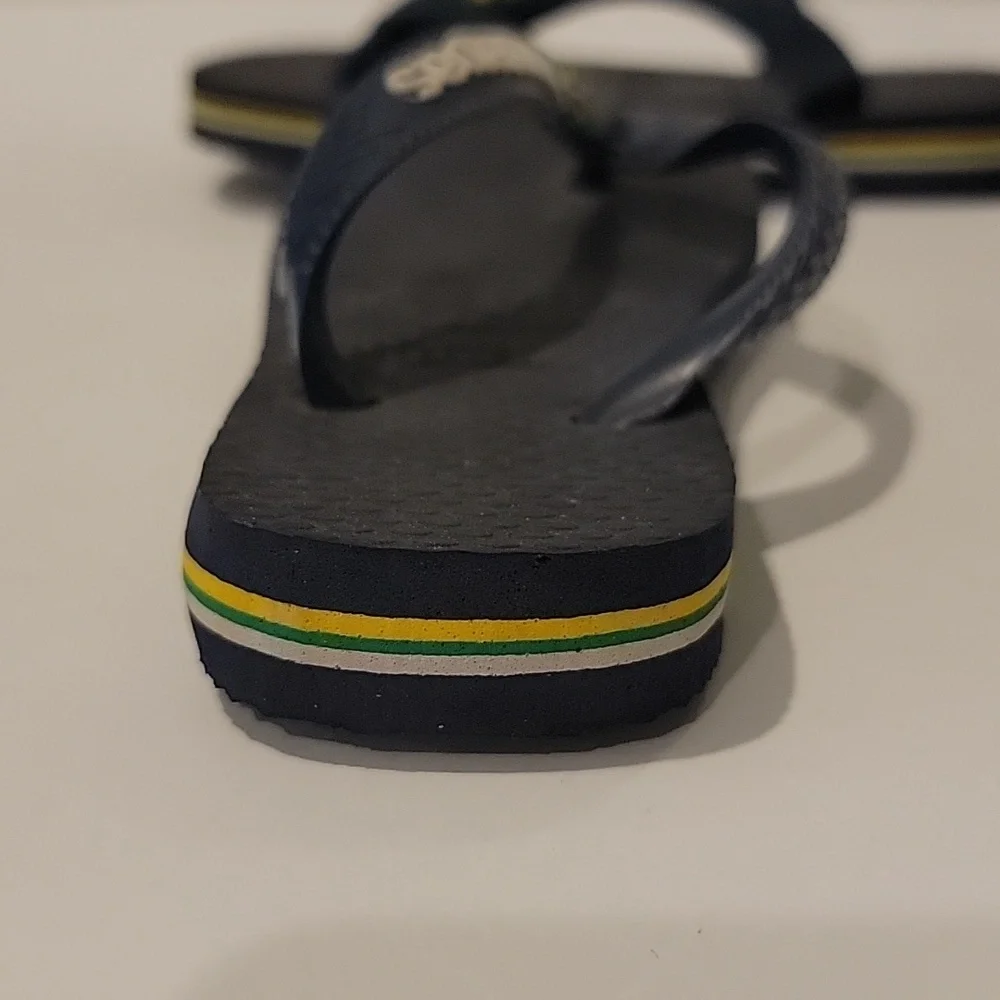 New BABY BRAZIL LOGO FLIP FLOPS NAVY BLUE size 25-26 usa 9/10c blue flip sandal